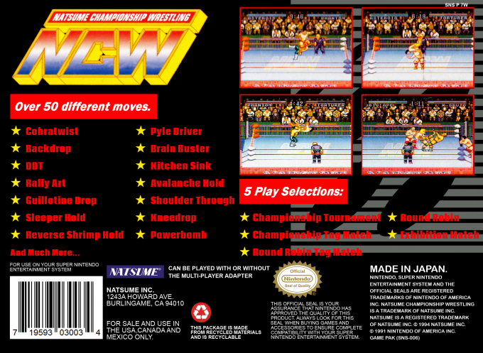 Natsume Championship Wrestling — Box back